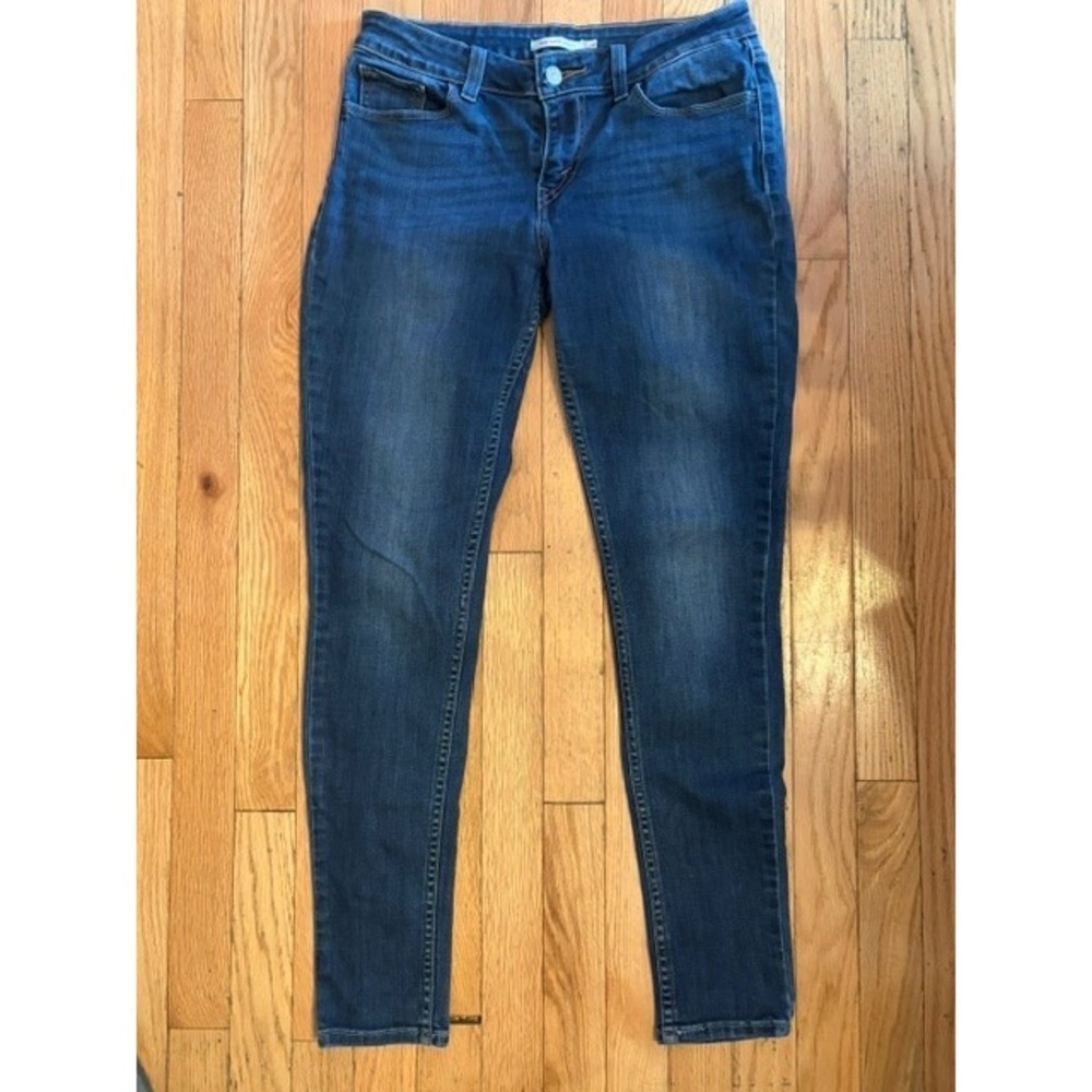 Levis 535 Super Skinny Jeans Blue Medium Wash Denim Womens 29x30 Low Rise T56-29